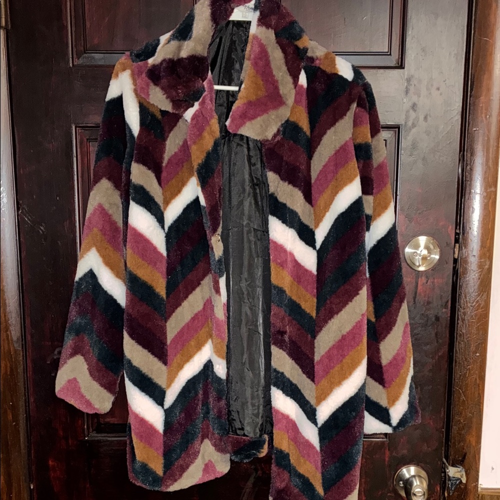 Charlotte Russe Multicolor Chevron Teddy Jacket